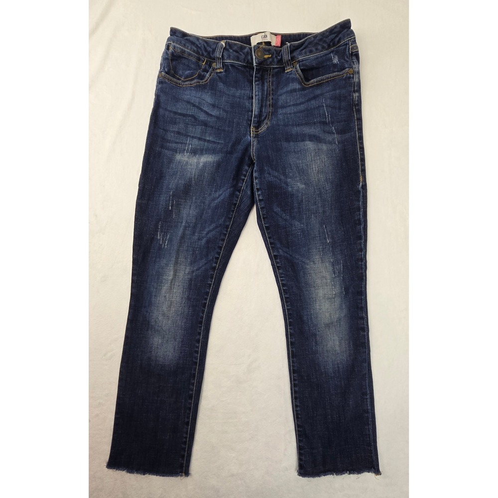 Cabi Jeans Women 8 Blue Excellent High Straight Style 3561‎ Raw Hem Denim Pants